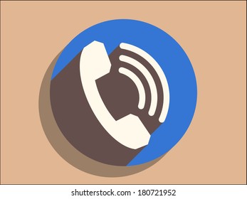 Flat long shadow icon of a phone 
