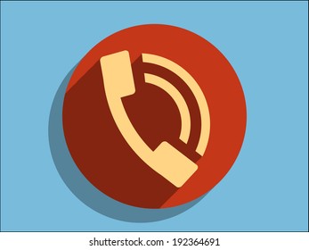Icono de sombra plana larga de un teléfono 