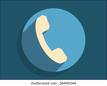 Flat long shadow icon of a phone 