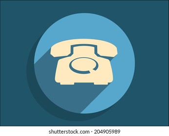 Flat long shadow icon of a phone 
