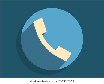 Flat long shadow icon of a phone 