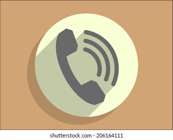 Flat long shadow icon of a phone 