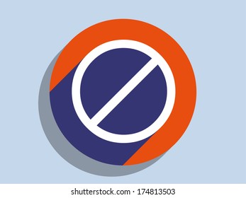 Flaches, langes Schattensymbol eines Verbots