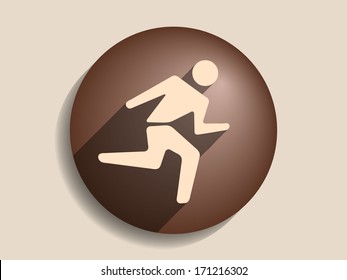 Flat long shadow icon of running man