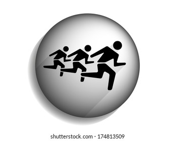 Ícone de sombra longa plana de homens em execução