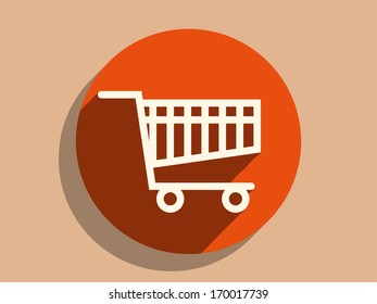 Icono de sombra larga plana del carrito de compras
