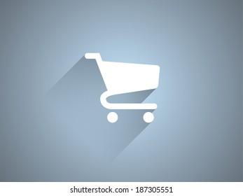 Flat long shadow icon of shopping chart