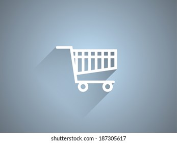 Flat long shadow icon of shopping chart