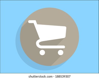 Flat long shadow icon of shopping chart