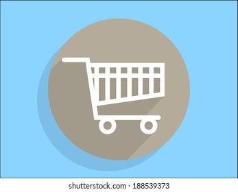 Flat long shadow icon of shopping chart