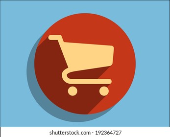 Flat long shadow icon of shopping chart