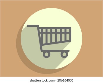 Flat long shadow icon of shopping chart