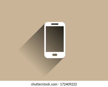Flat long shadow icon of smartphone