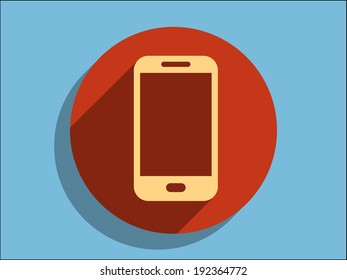 Flat long shadow icon of smartphone