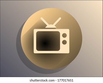 Flat long shadow icon of tv