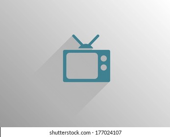 Icono de sombra plana larga de la televisión