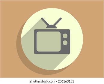 Flat long shadow icon of tv
