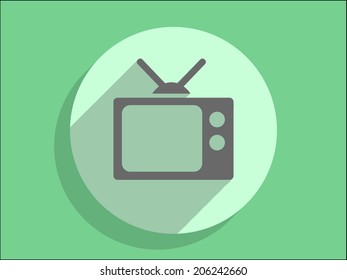 Icono de sombra plana larga de la televisión
