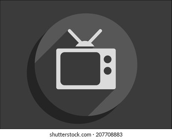 Flat long shadow icon of tv