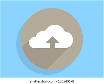 Flat long shadow icon of upload cloud
