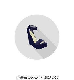 Flat long shadow icon. Violet sandals isolated icon.
