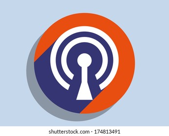 Flat long shadow icon of wifi