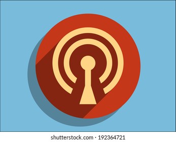 Flat long shadow icon of wifi