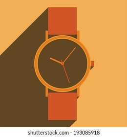 Flat long shadow icon wristwatch for web. Vector EPS10