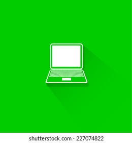 Flat long shadow laptop icons set colorful technology design