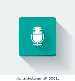 Flat long shadow microphone icon