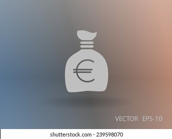 Flat long shadow Money bag icon, vector illustration