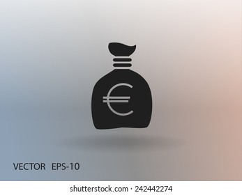 Icono de bolsa de dinero larga plana, ilustración vectorial