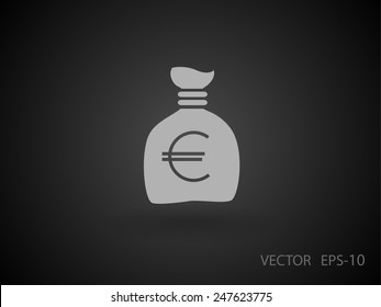 Flat long shadow Money bag icon, vector illustration