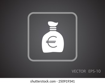 Flat long shadow Money bag icon, vector illustration