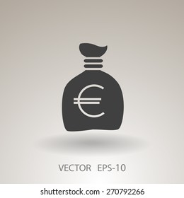 Flat long shadow Money bag icon, vector illustration