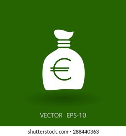 Icono de bolsa de dinero larga plana, ilustración vectorial