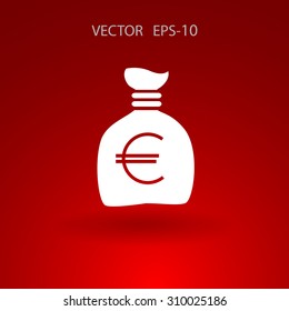 Flat long shadow Money bag icon, vector illustration
