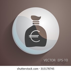 Icono de bolsa de dinero larga plana, ilustración vectorial