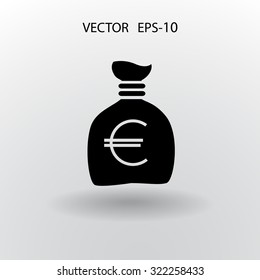 Icono de bolsa de dinero larga plana, ilustración vectorial