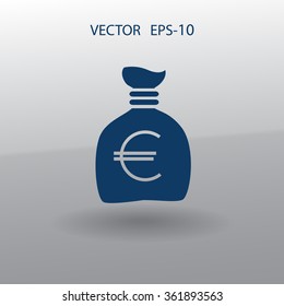 Icono de bolsa de dinero larga plana, ilustración vectorial