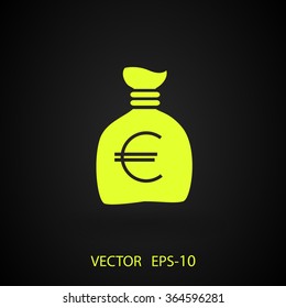 Flat long shadow Money bag icon, vector illustration