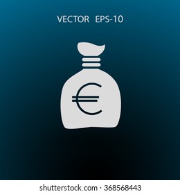 Icono de bolsa de dinero larga plana, ilustración vectorial