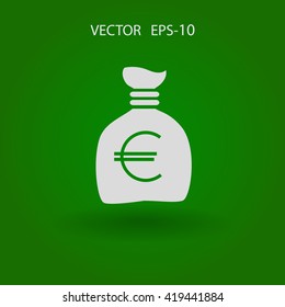 Flat long shadow Money bag icon, vector illustration