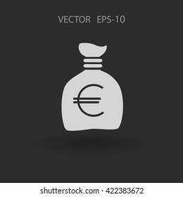 Flat long shadow Money bag icon, vector illustration