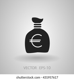 Icono de bolsa de dinero larga plana, ilustración vectorial