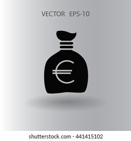 Icono de bolsa de dinero larga plana, ilustración vectorial