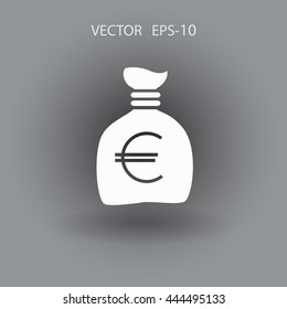 Icono de bolsa de dinero larga plana, ilustración vectorial