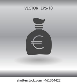 Icono de bolsa de dinero larga plana, ilustración vectorial