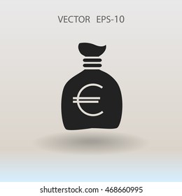 Flat long shadow Money bag icon, vector illustration