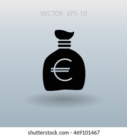Icono de bolsa de dinero larga plana, ilustración vectorial